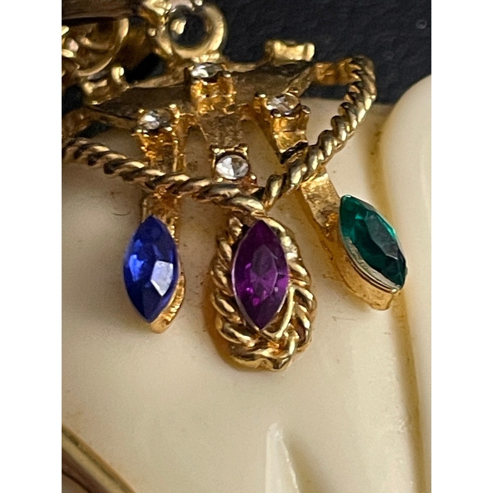Vintage Elephant Pendant Necklace Rhinestone Gold Tone Chain 18" - Picture 9 of 14